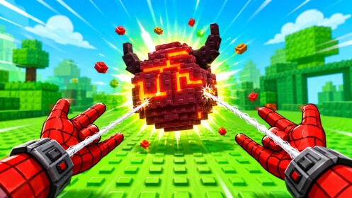 Swing For Eggs official artwork: a player web-swinging while carrying an egg